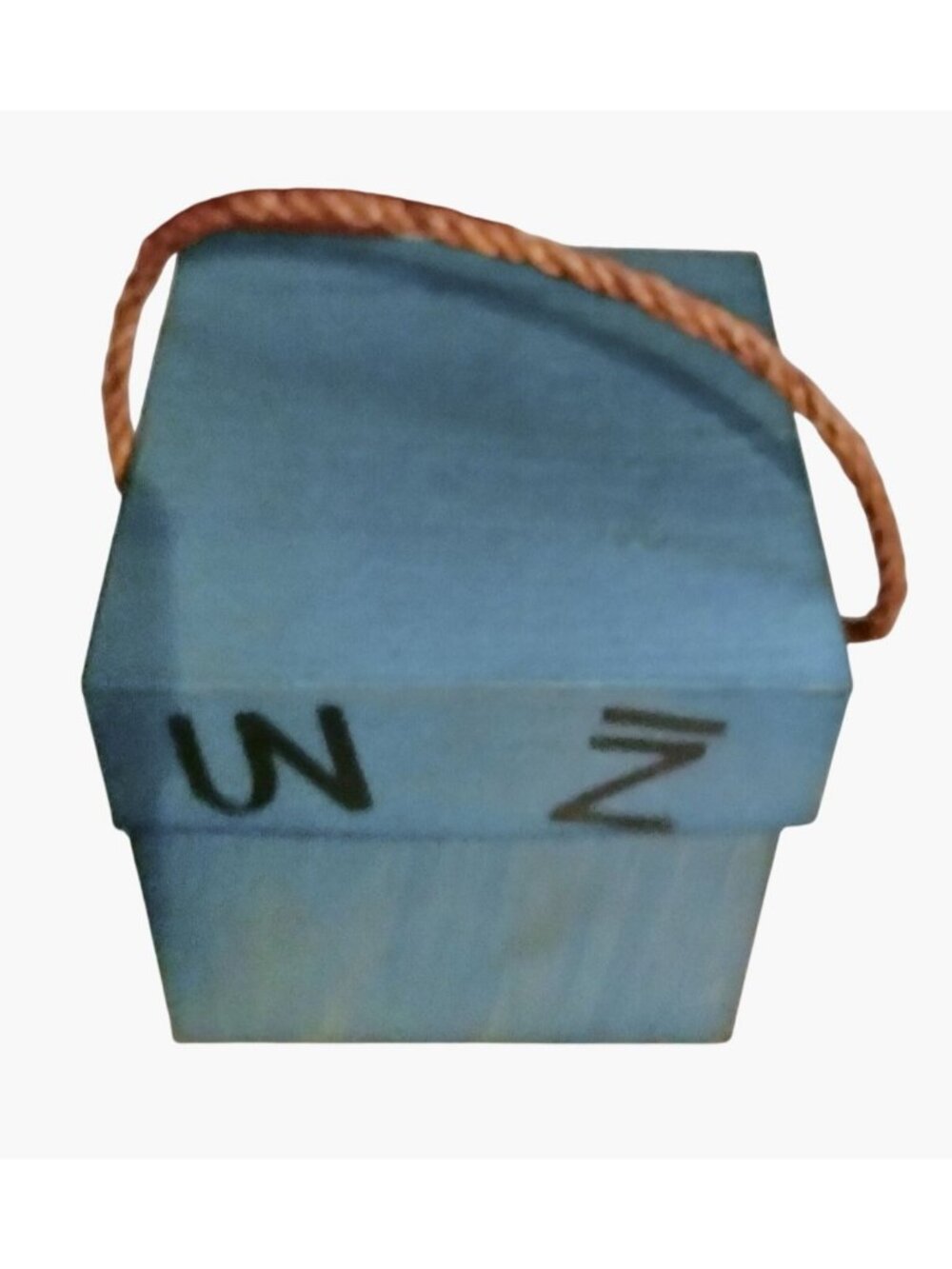 Western Cardboard Box  Blue Branding Iron Rope Handle Gift Storage Cowboy